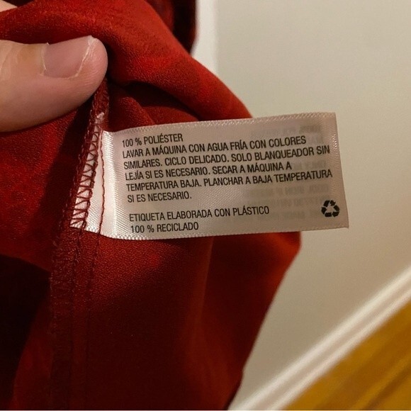 Merona Red Floral dotted pattern puffy sleeve mid length Dress - Picture 6 of 9